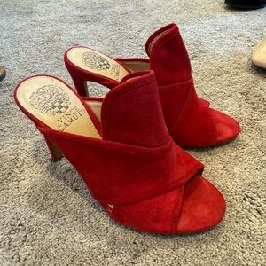VINCE CAMUTO red suede shoes size 6 slip on heel